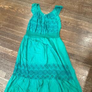 Green Maxi Dress with Lace Details